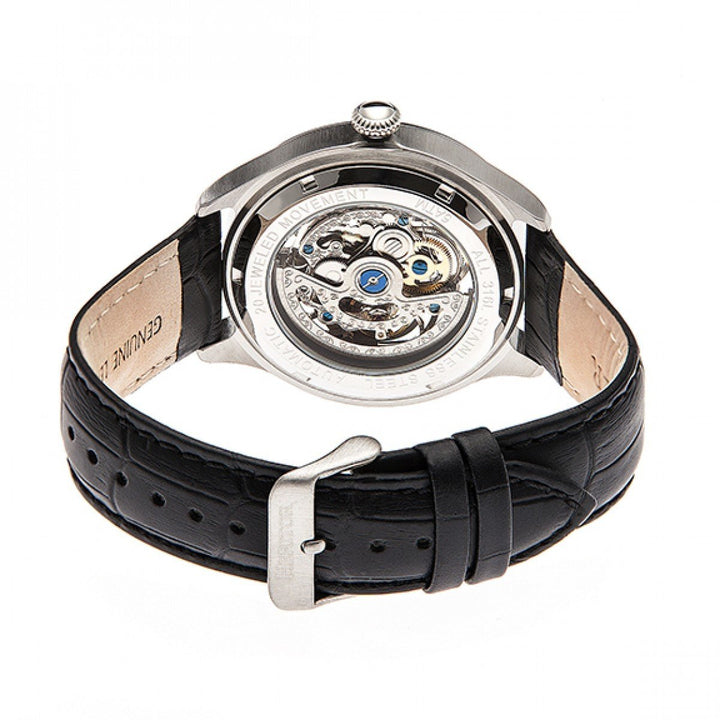 Heritor Automatic Odysseus Leather-Band Skeleton Watch