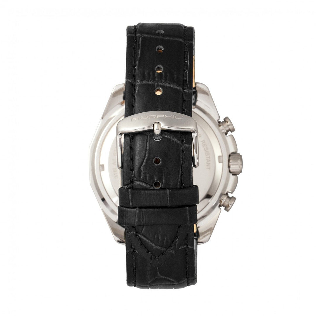 Morphic M66 Series Skeleton Dial Leather-Band Watch w/ Day/Date