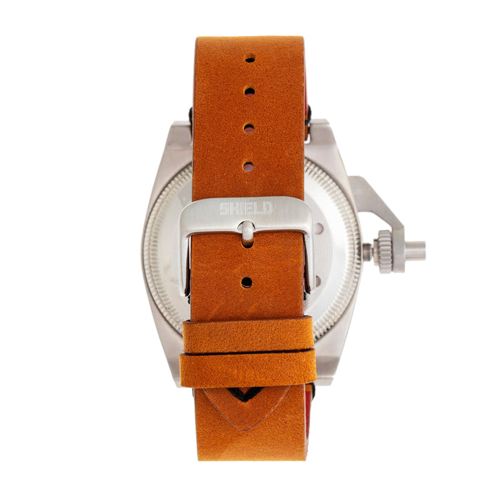Shield Pascal Leather-Band Men's Diver Watch - Camel/Black