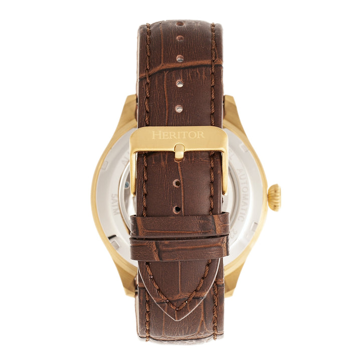 Heritor Automatic Gregory Semi-Skeleton Leather-Band Watch