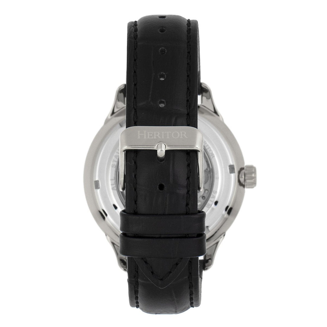 Heritor Automatic Harding Semi-Skeleton Leather-Band Watch