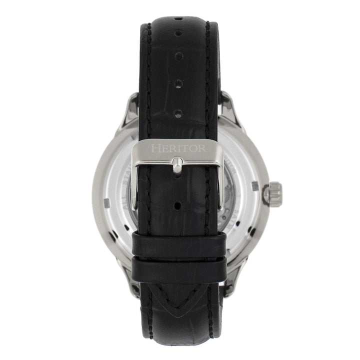 Heritor Automatic Harding Semi-Skeleton Leather-Band Watch