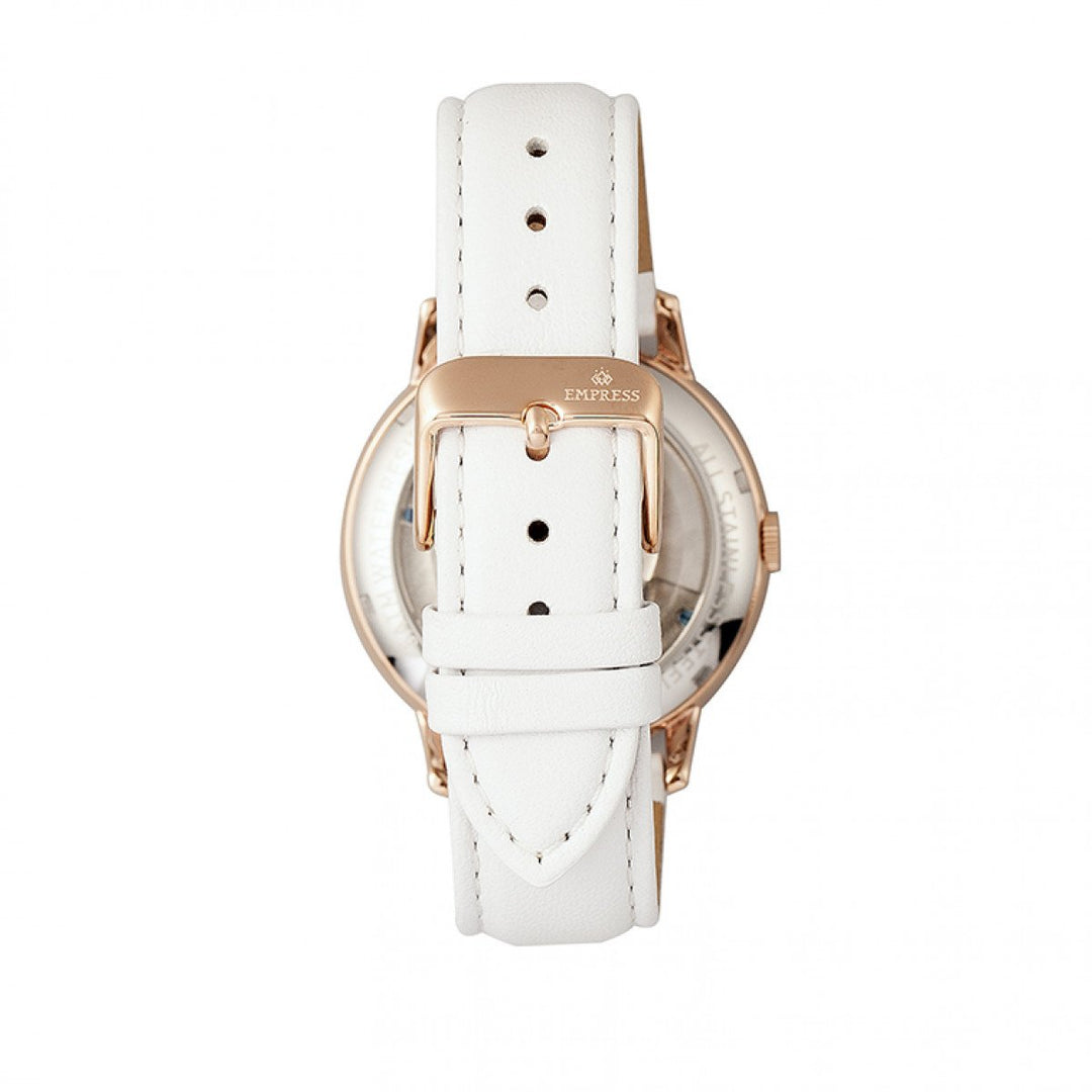 Empress Quinn Automatic MOP Semi-Skeleton Dial Bracelet Watch