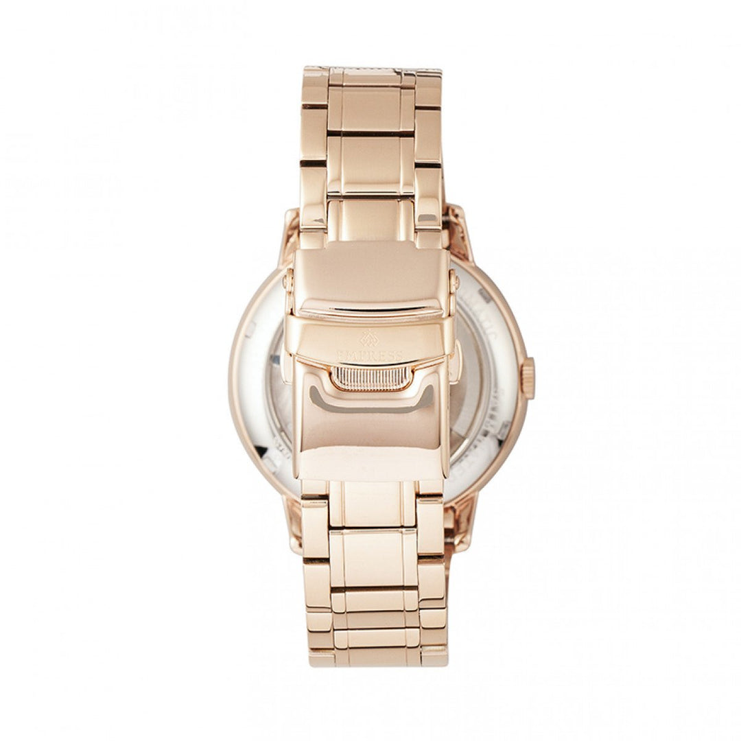 Empress Quinn Automatic MOP Semi-Skeleton Dial Bracelet Watch