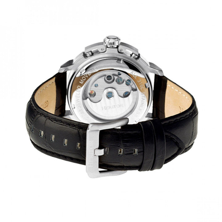 Heritor Automatic Lennon Semi-Skeleton Leather-Band Watch