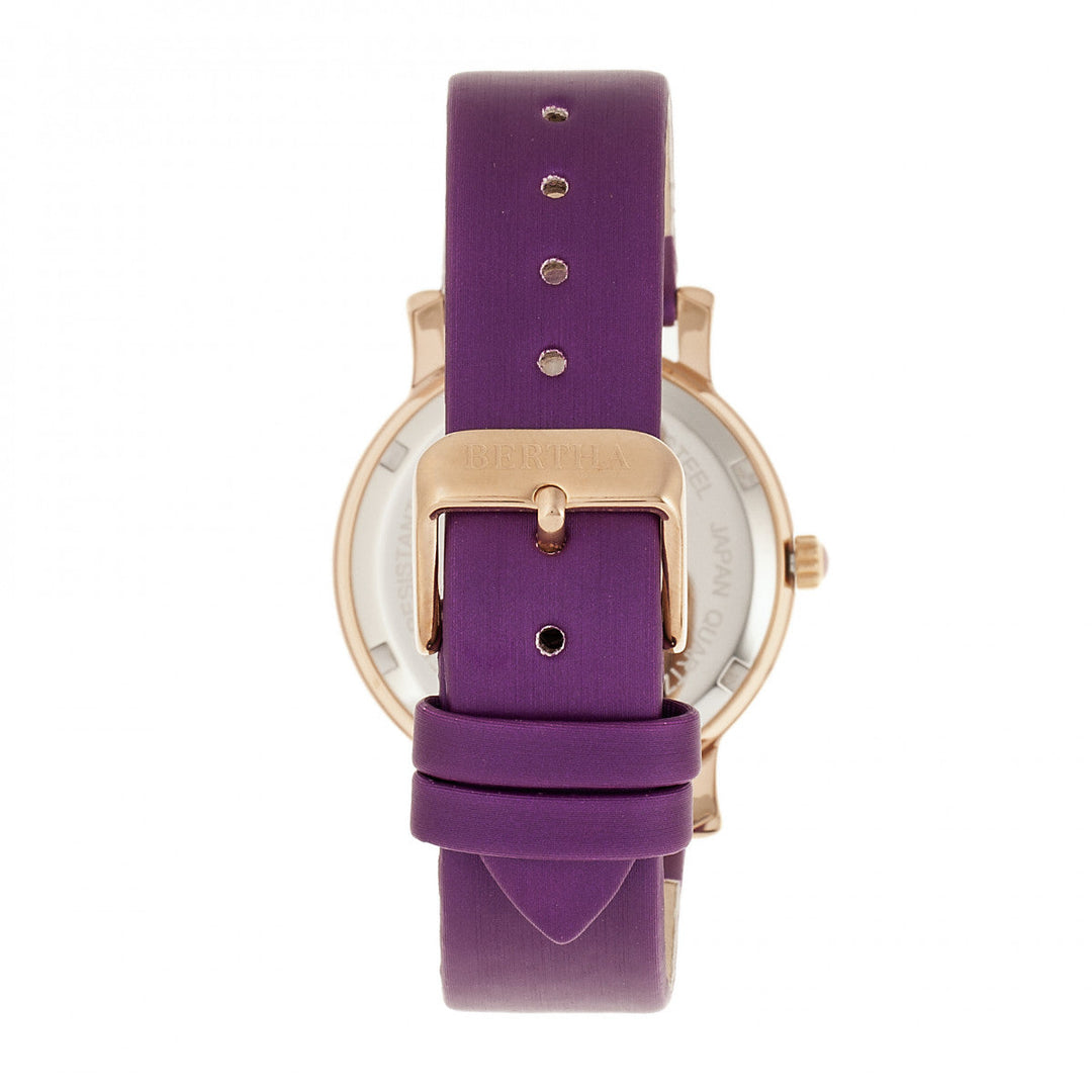 Bertha Vanessa Leather Band Watch - Purple