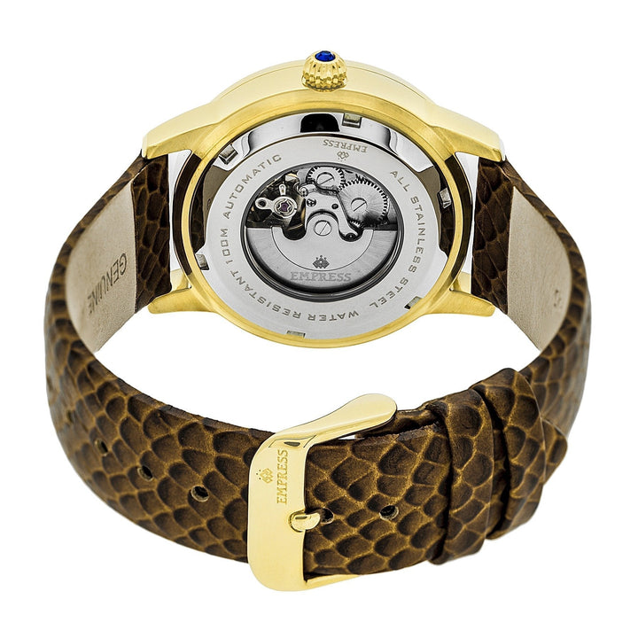 Empress Ayala Automatic MOP Leather-Band Watch