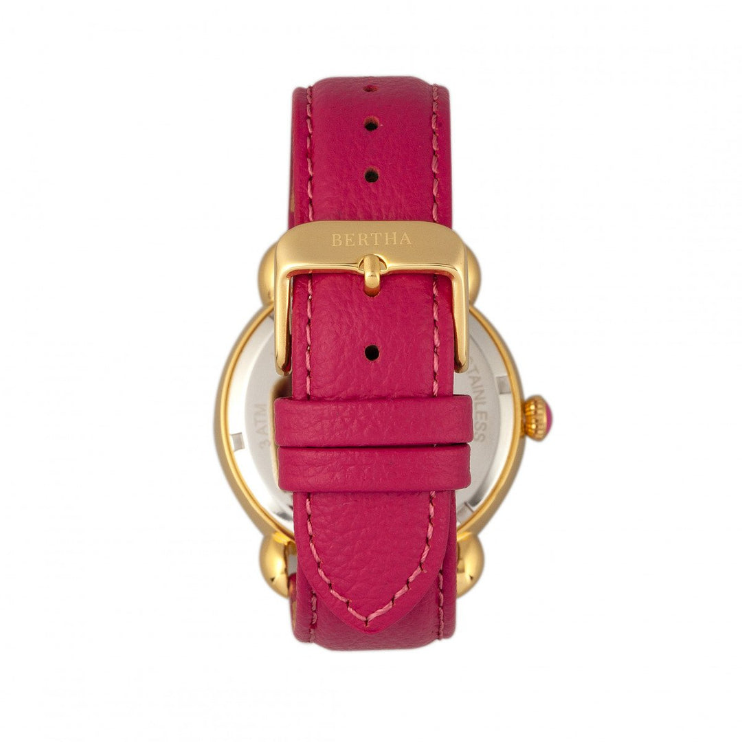 Bertha Jennifer MOP Leather-Band Ladies Watch