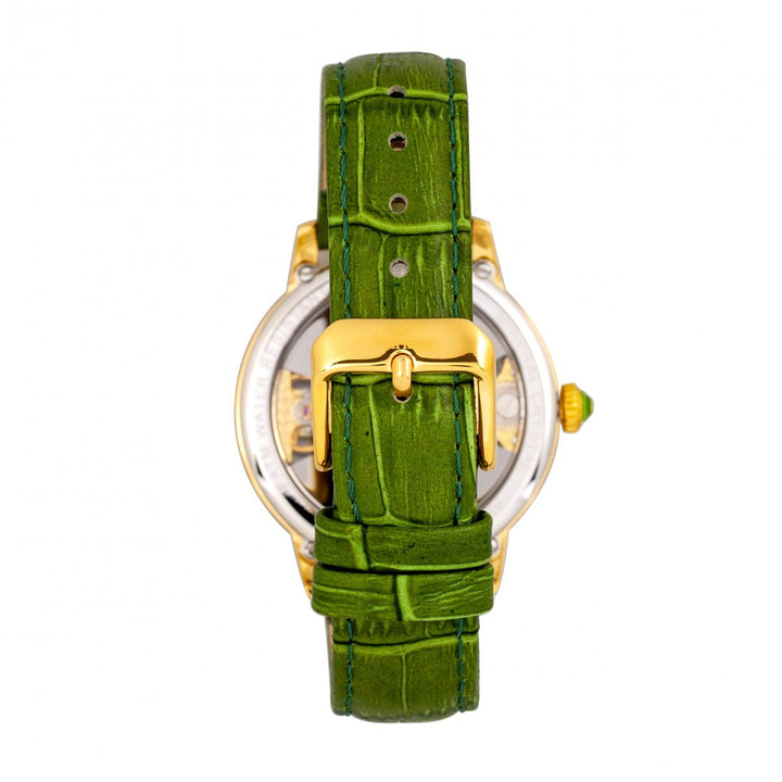 Empress Rania Mechanical Semi-Skeleton Leather-Band Watch