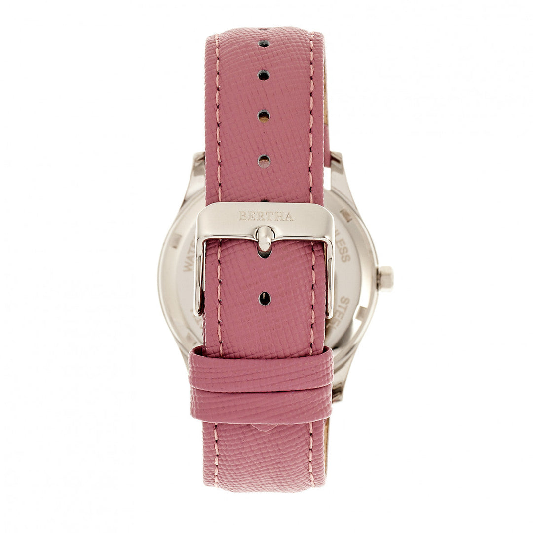 Bertha Sadie Mother-of-Pearl Leather-Band Watch - Pink