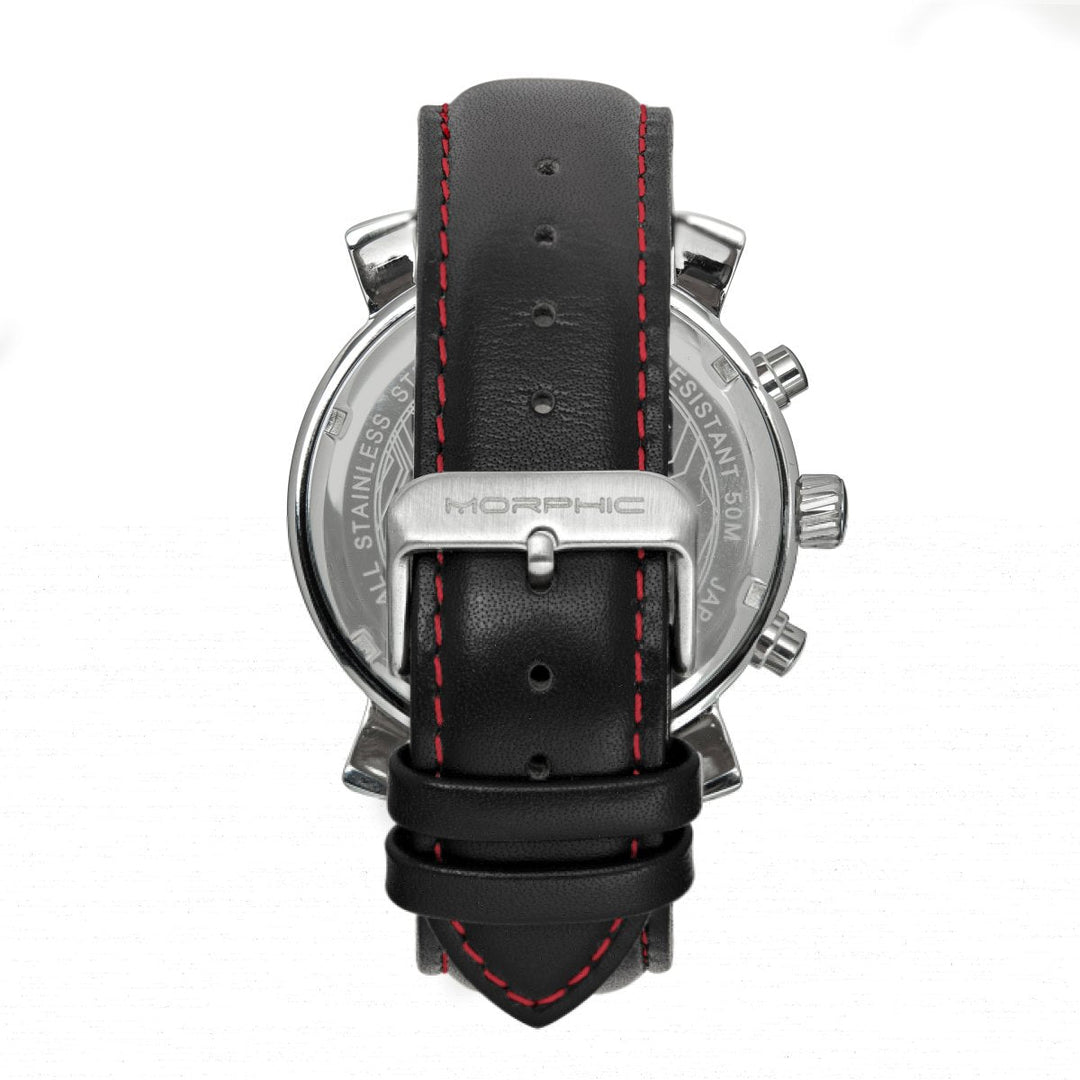 Morphic M89 Series Chronograph Leather-Band Watch w/Date