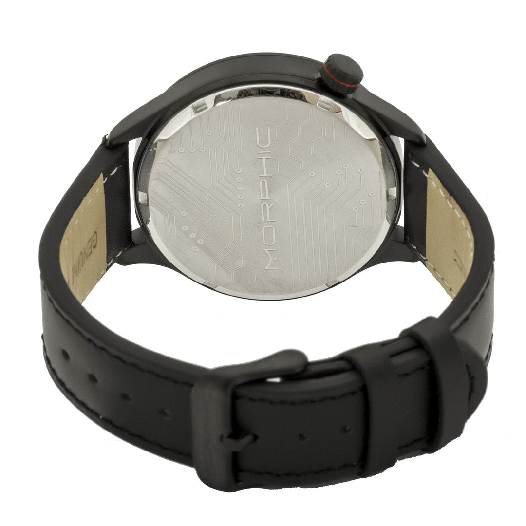 Morphic M44 Series Dual-Time Leather-Band Watch w/ Retrograde Date