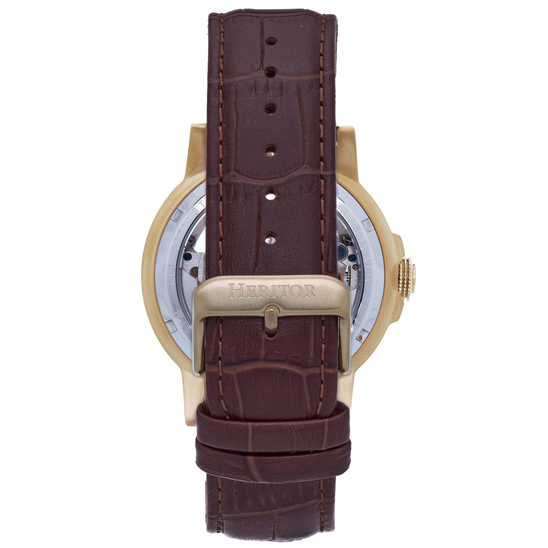 Heritor Automatic Xander Semi-Skeleton Leather-Band Watch