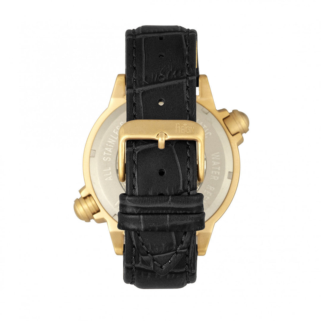 Reign Thanos Automatic Leather-Band Watch - Gold/Black