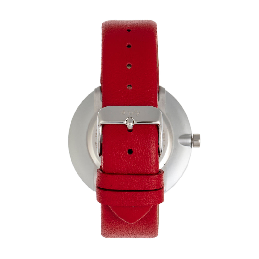 Simplify The 4000 Leather-Band Watch - Red