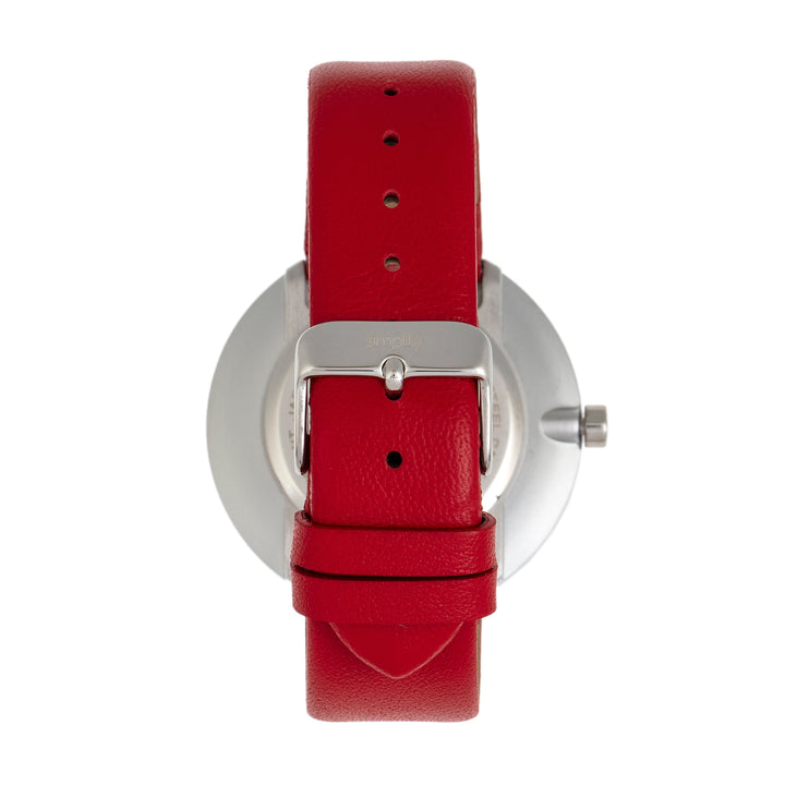 Simplify The 4000 Leather-Band Watch - Red