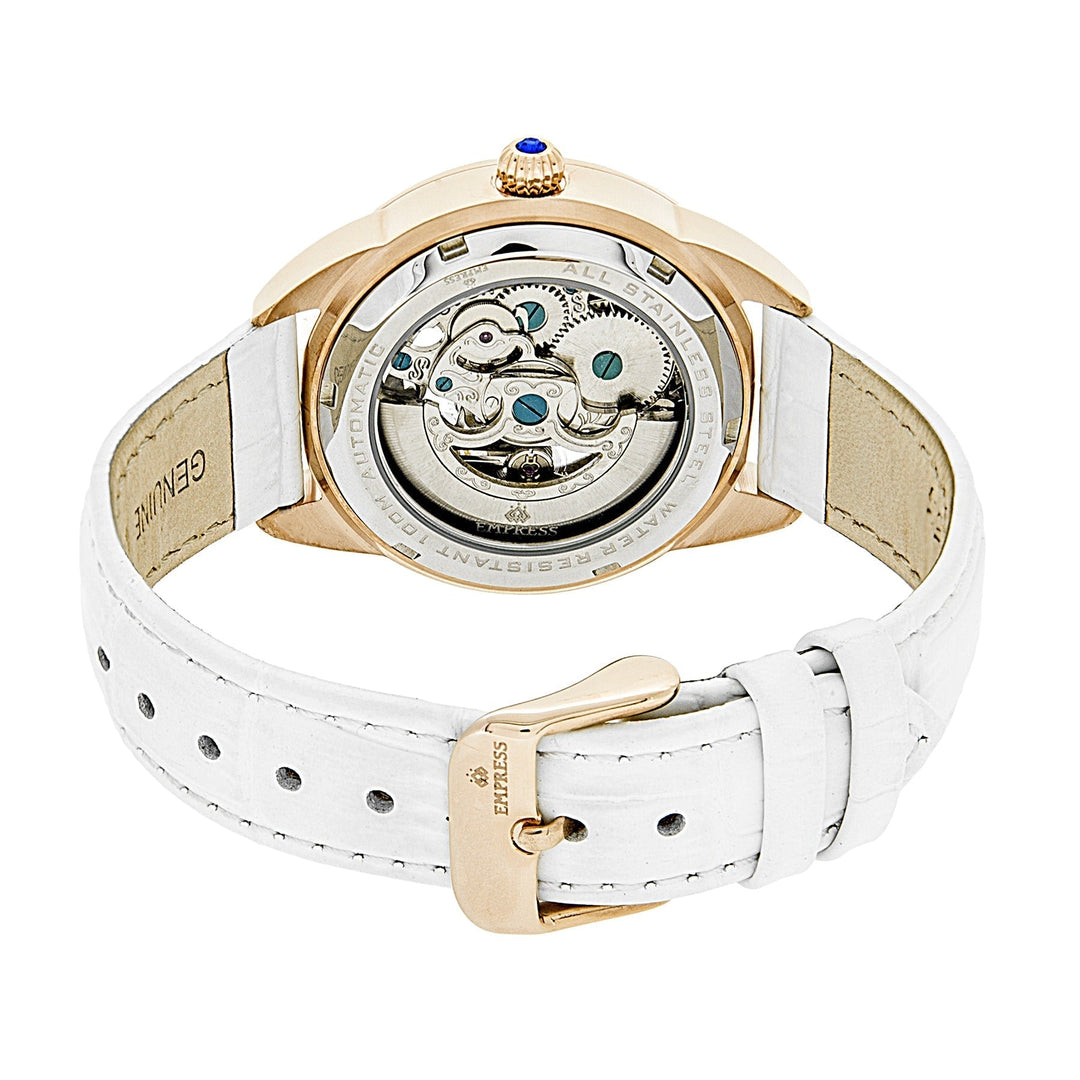 Empress Godiva Automatic MOP Leather-Band Watch - Rose Gold/White