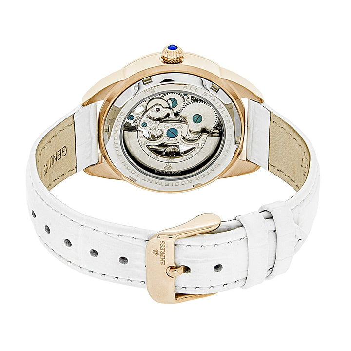 Empress Godiva Automatic MOP Leather-Band Watch - Rose Gold/White