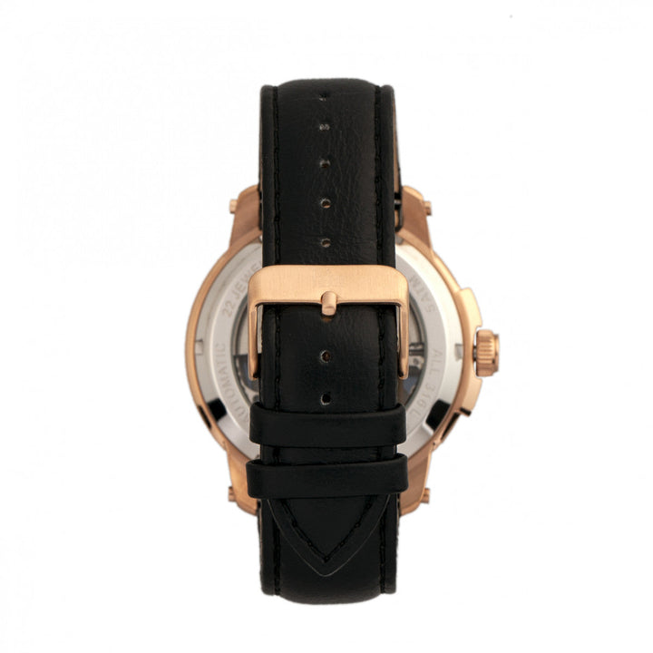 Reign Matheson Automatic Skeleton Dial Leather-Band Watch - Black/Rose Gold
