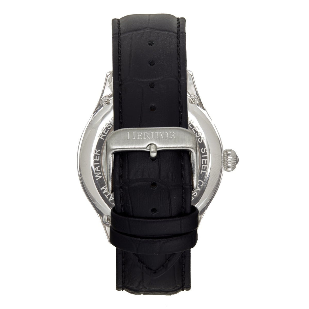 Heritor Automatic Hayward Semi-Skeleton Leather-Band Watch