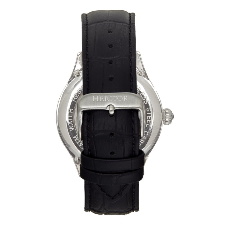 Heritor Automatic Hayward Semi-Skeleton Leather-Band Watch