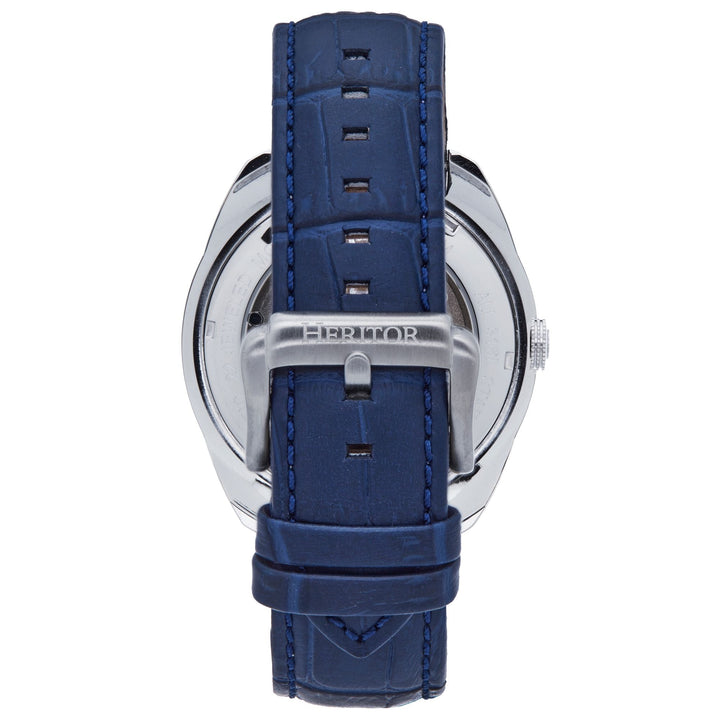 Heritor Automatic Roman Semi-Skeleton Leather-Band Watch