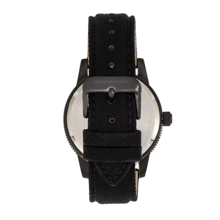 Morphic M85 Series Canvas-Overlaid Leather-Band Watch