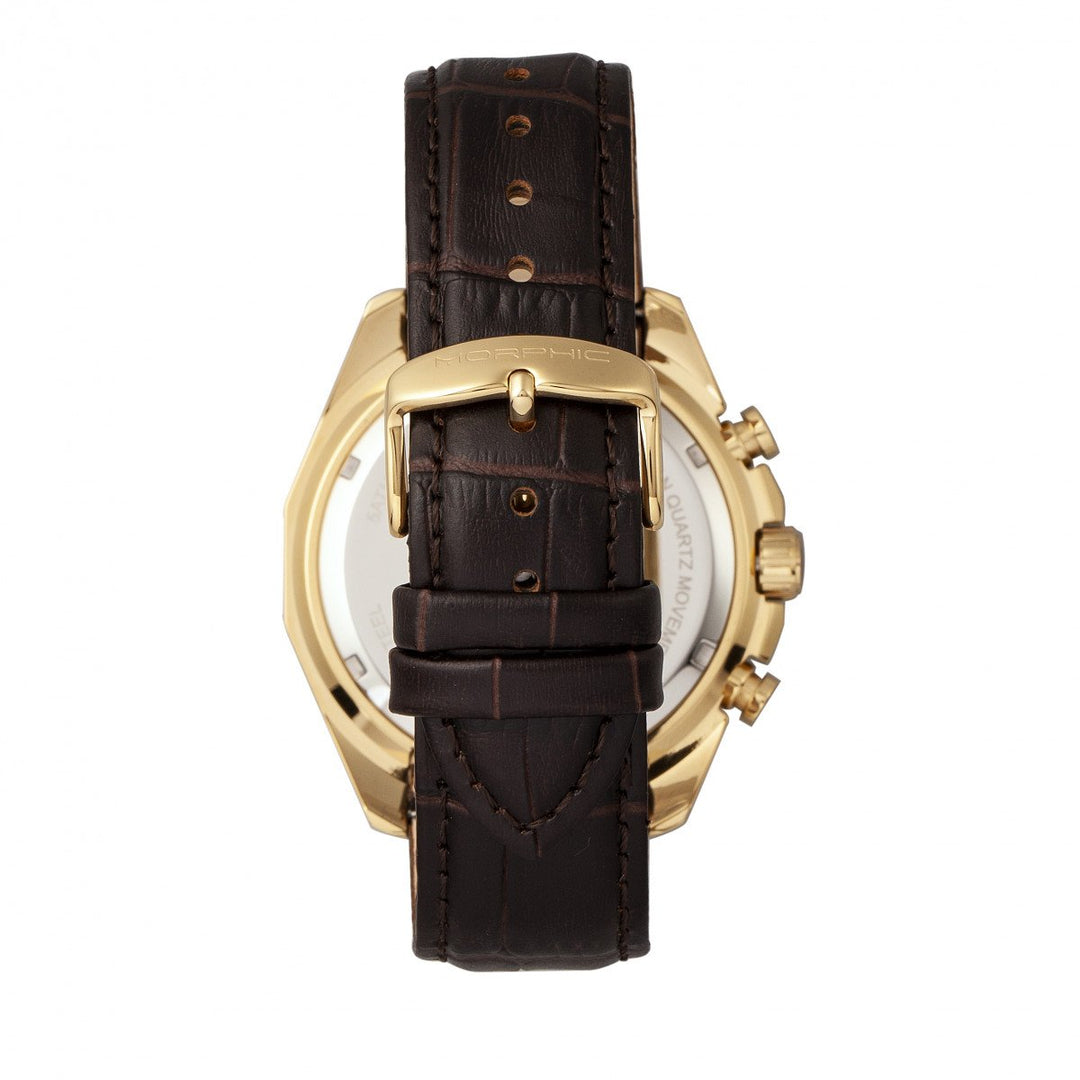 Morphic M66 Series Skeleton Dial Leather-Band Watch w/ Day/Date