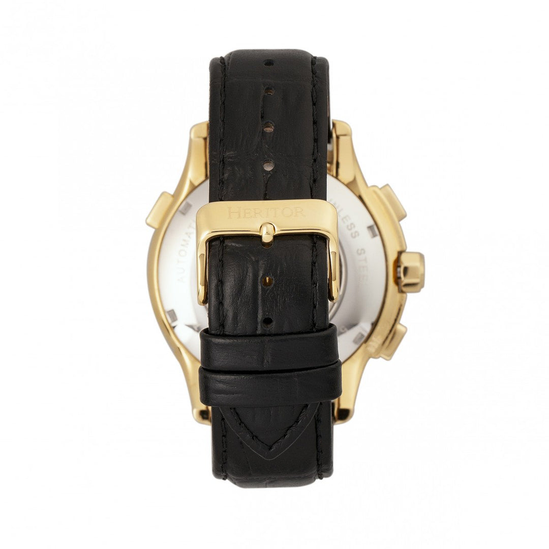 Heritor Automatic Hudson Semi-Skeleton Leather-Band Watch w/Day/Date