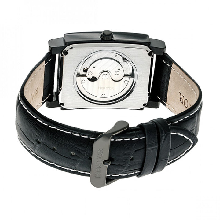 Heritor Automatic Frederick Leather-Band Watch - Black