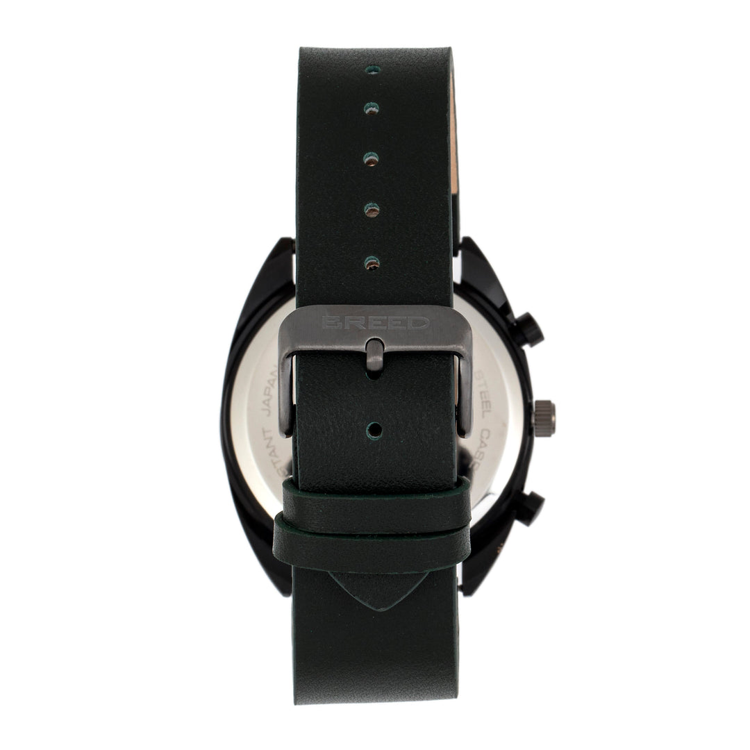 Breed Racer Chronograph Leather-Band Watch w/Date - Black/Green