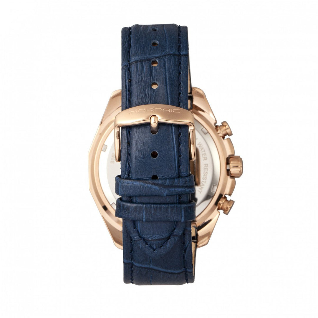 Morphic M66 Series Skeleton Dial Leather-Band Watch w/ Day/Date