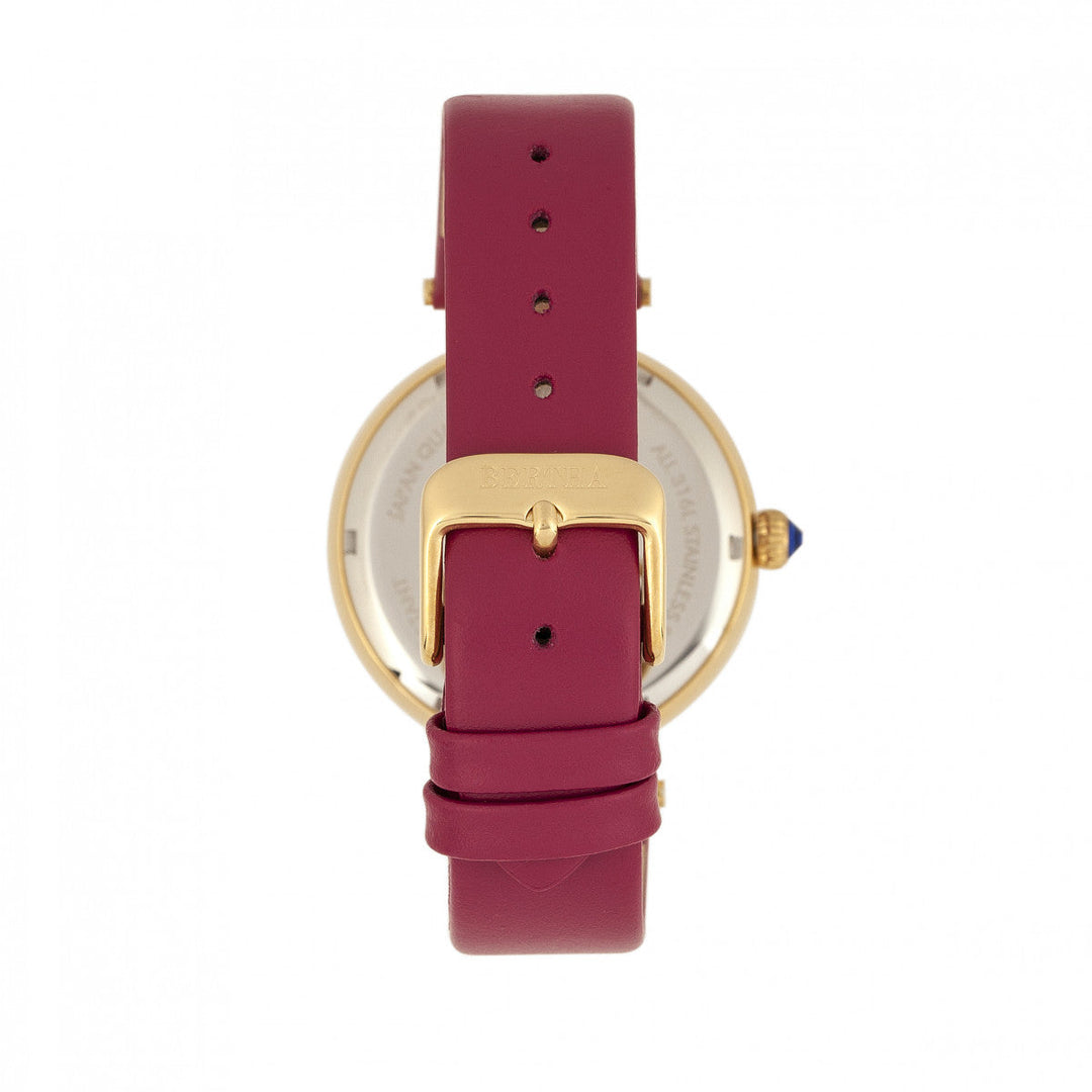 Bertha Nora Leather-Band Watch - Fuchsia