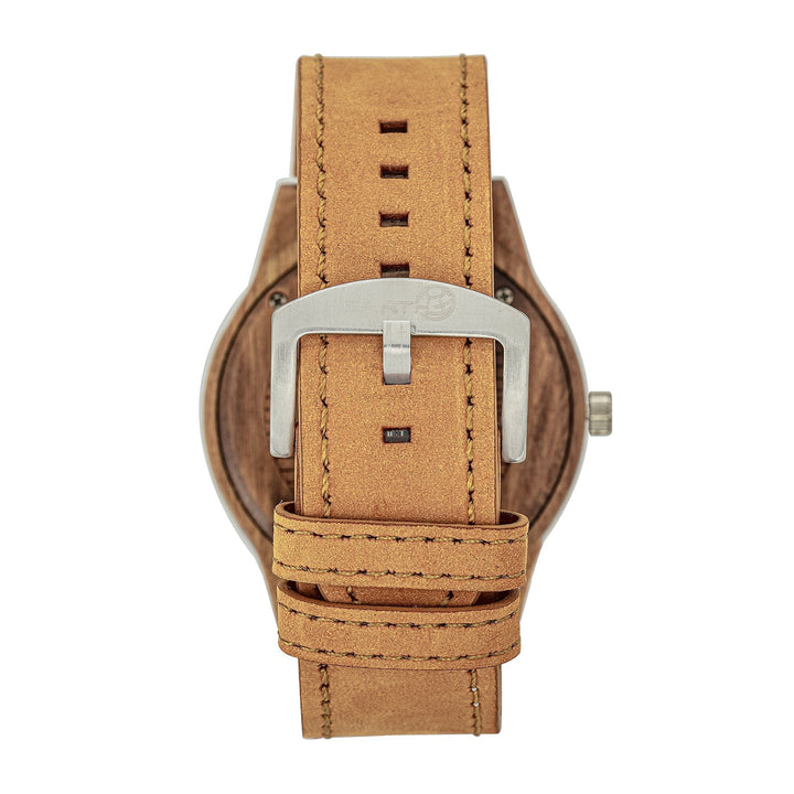 Earth Wood Hyperion Leather-Band Watch w/Day/Date - Olive