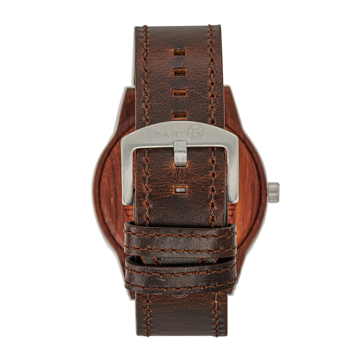 Earth Wood Hyperion Leather-Band Watch w/Day/Date - Red