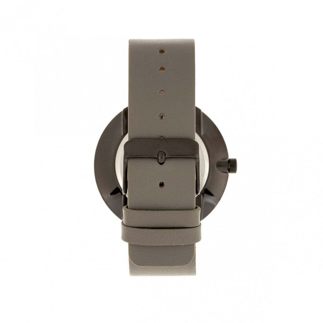 Simplify The 4400 Leather-Band Watch - Gunmetal/Grey