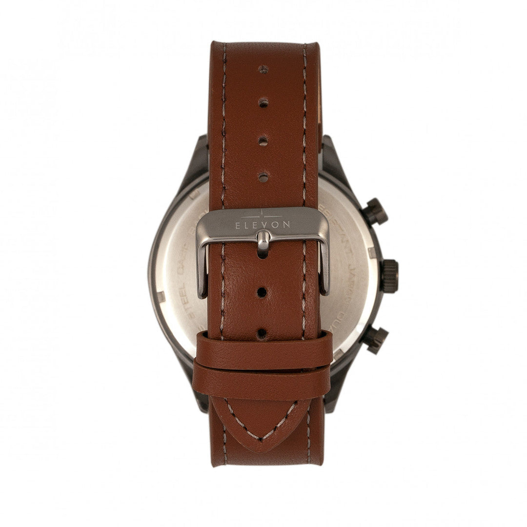 Elevon Lindbergh Leather-Band Watch w/Day/Date -  Brown/Gray