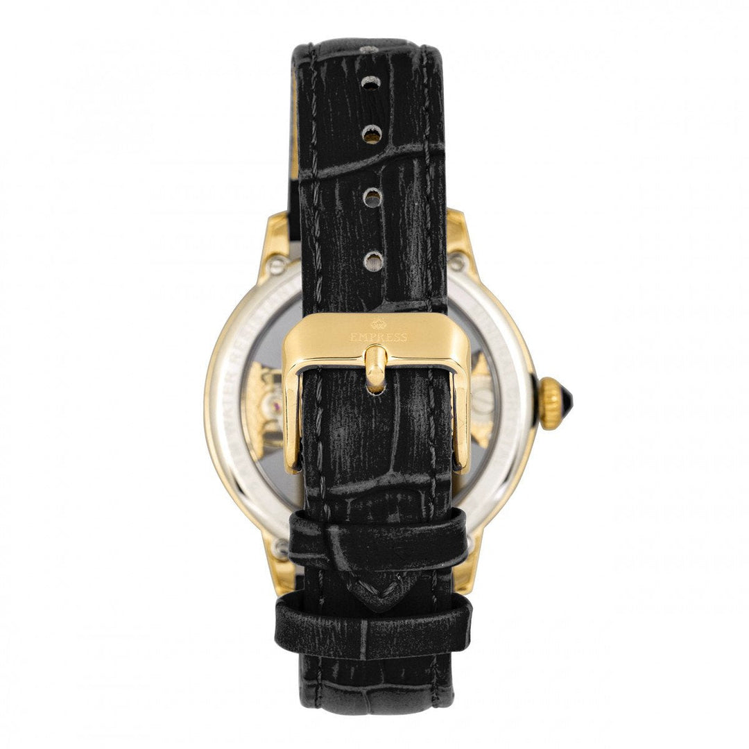 Empress Rania Mechanical Semi-Skeleton Leather-Band Watch