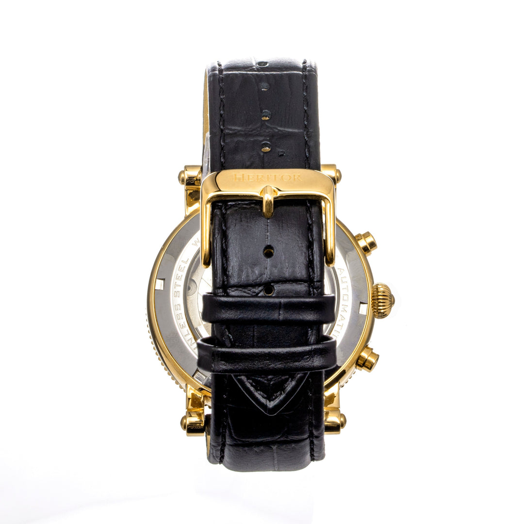 Heritor Automatic Barnsley Semi-Skeleton Leather-Band Watch - Gold/Black