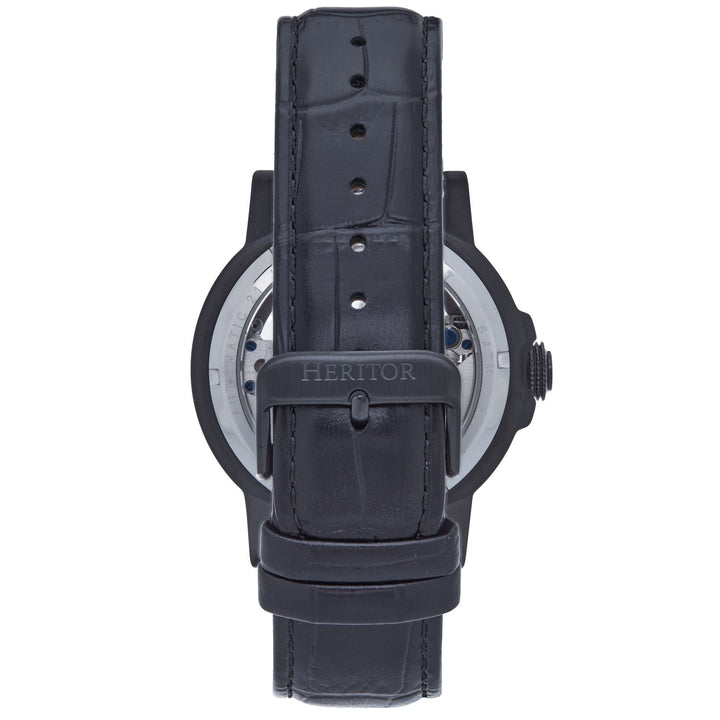 Heritor Automatic Xander Semi-Skeleton Leather-Band Watch