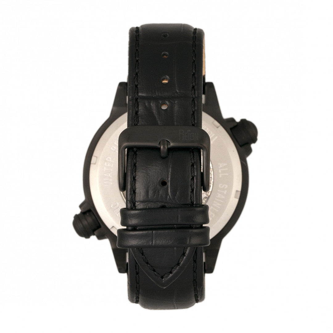 Reign Thanos Automatic Leather-Band Watch - Black/Red