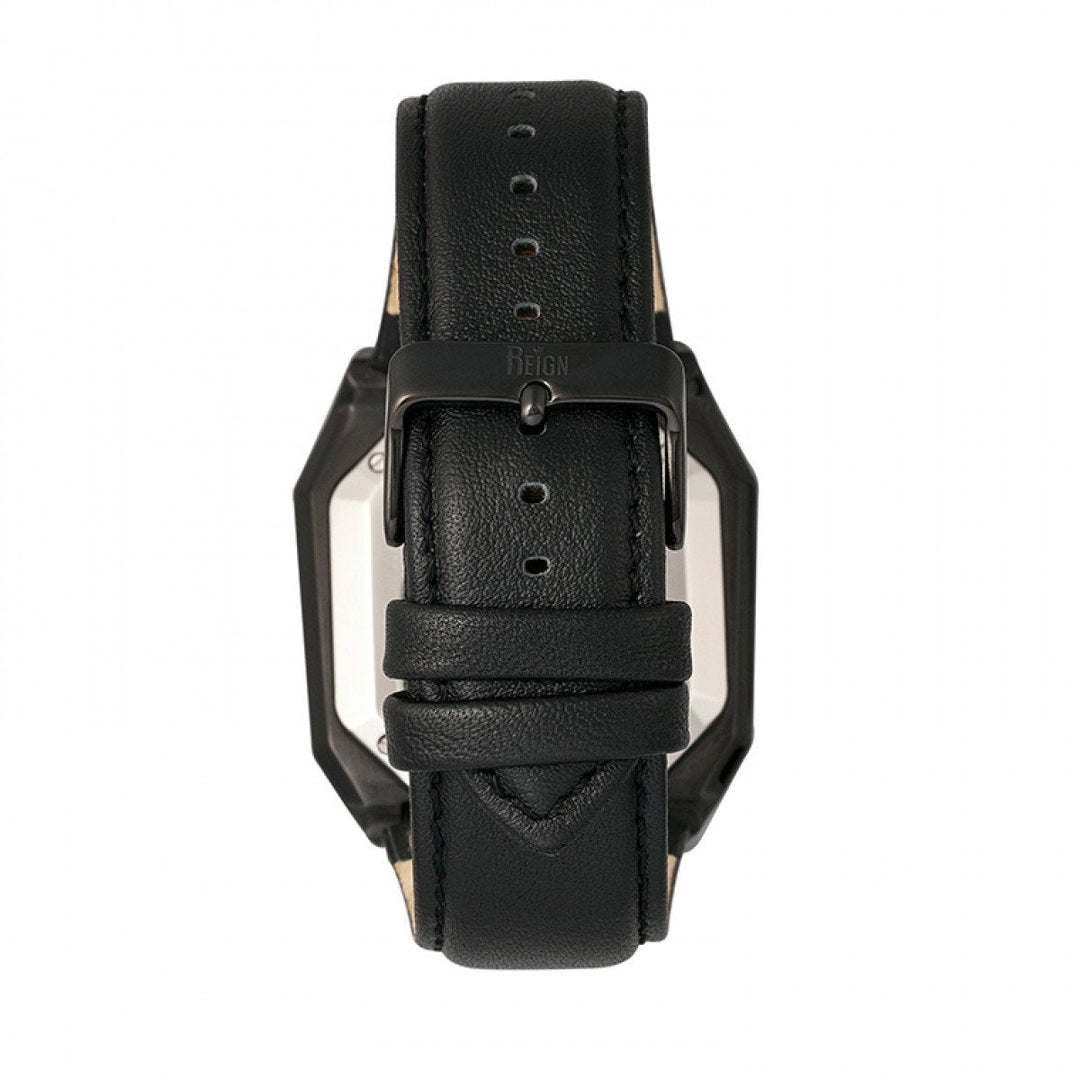 Reign Asher Automatic Sapphire Crystal Leather-Band Watch