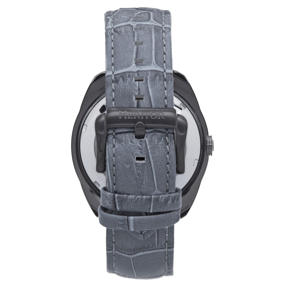 Heritor Automatic Roman Semi-Skeleton Leather-Band Watch