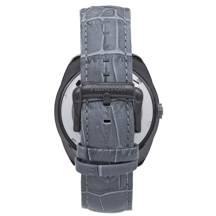 Heritor Automatic Roman Semi-Skeleton Leather-Band Watch