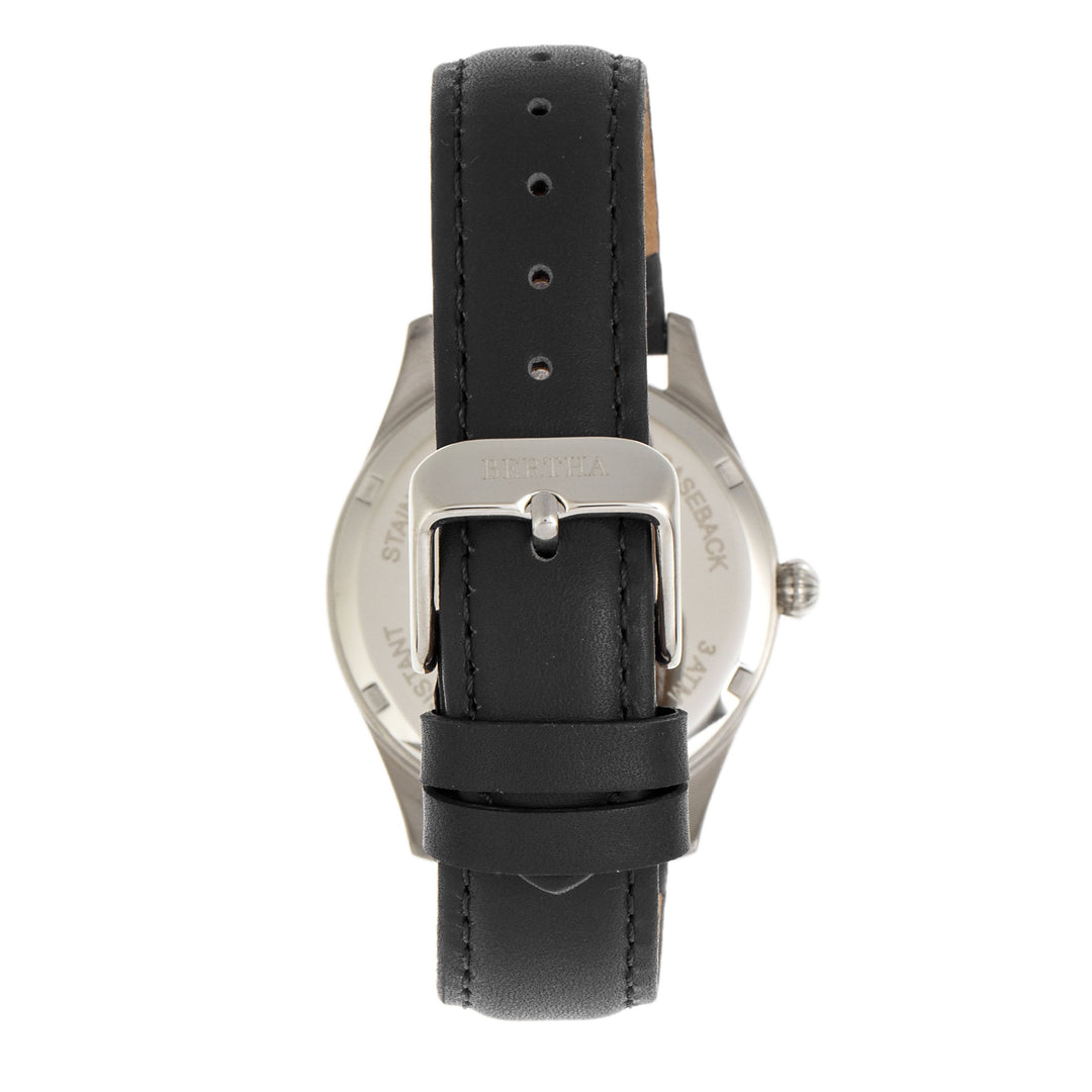 Bertha Dixie Floral Engraved Leather-Band Watch