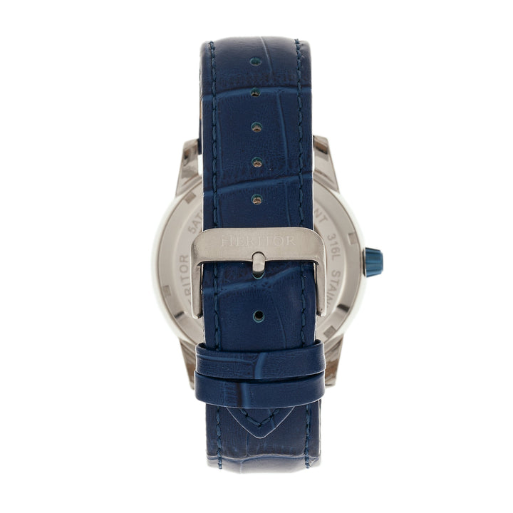 Heritor Automatic Davidson Semi-Skeleton Leather-Band Watch - Blue