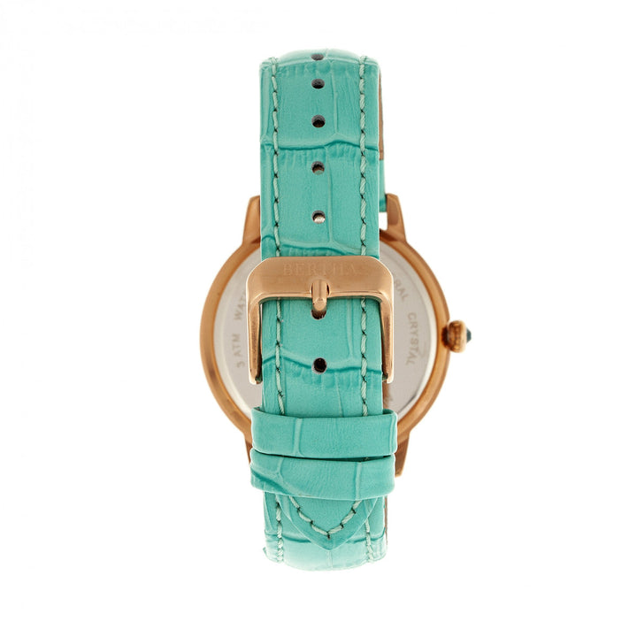 Bertha Madeline MOP Leather-Band Watch - Turquoise