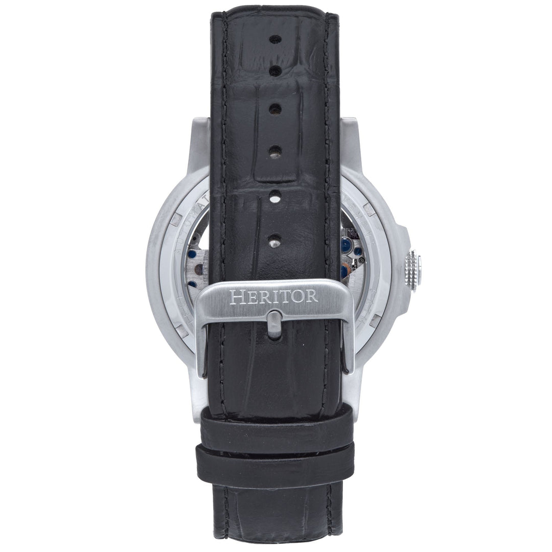 Heritor Automatic Xander Semi-Skeleton Leather-Band Watch