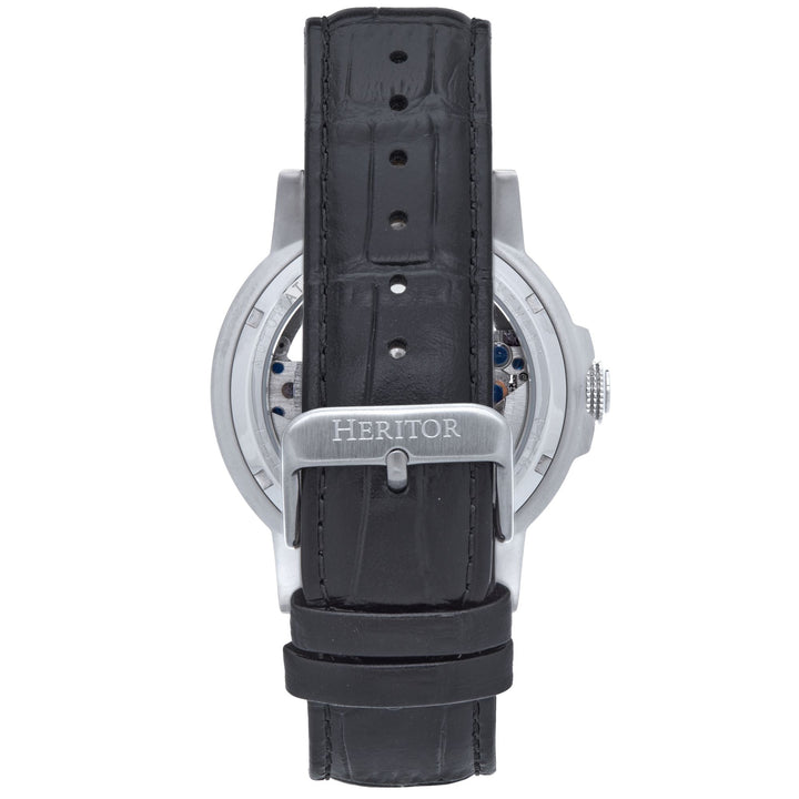Heritor Automatic Xander Semi-Skeleton Leather-Band Watch