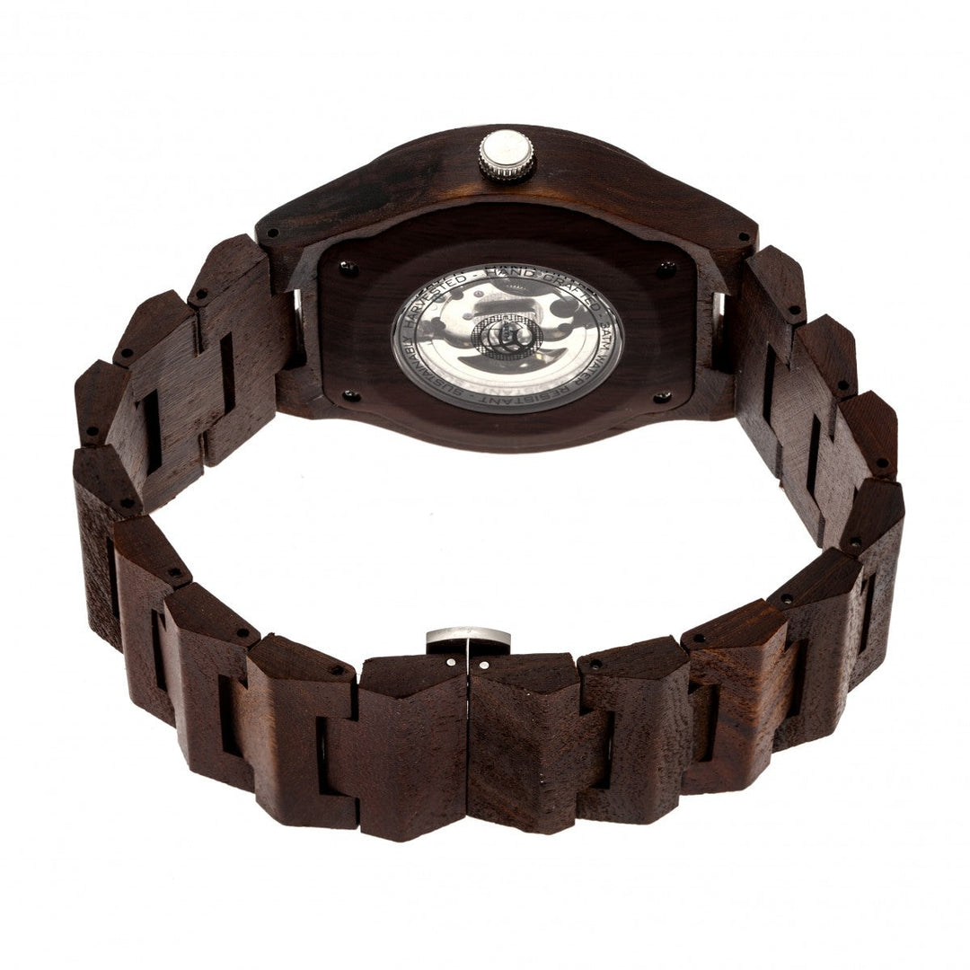 Earth Wood Gobi Automatic Skeleton Bracelet Watch - Dark Brown